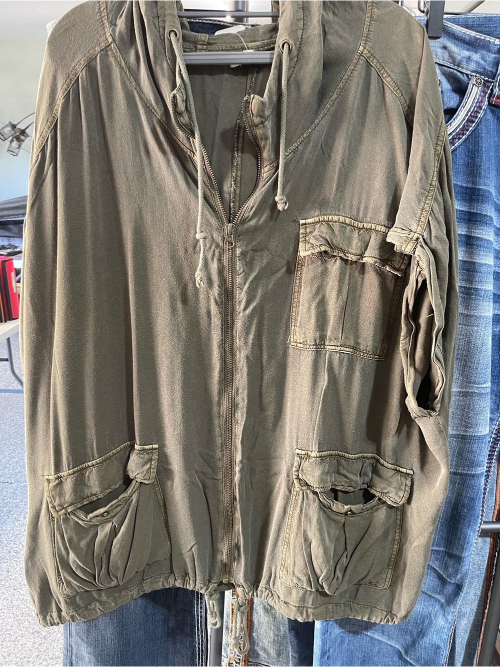 Maurices Olive Green Hooded Utility Jacket